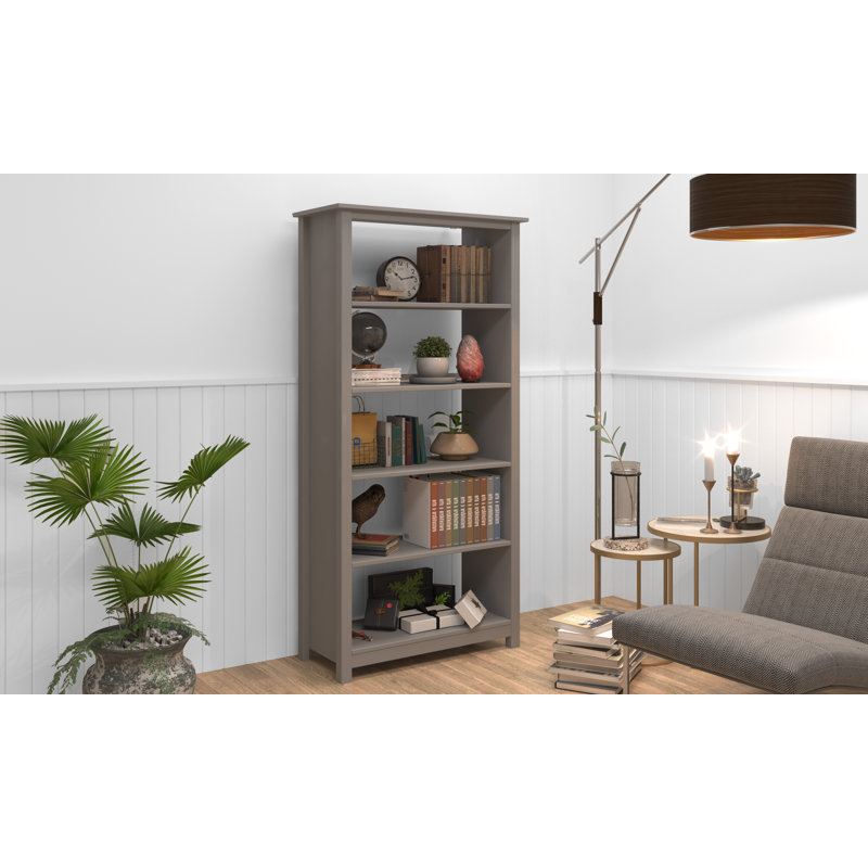 Bibliothèque en bois de pin massif Albrecht, Gris