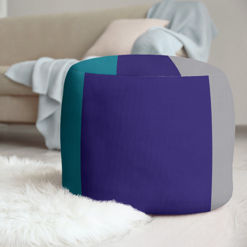 repose-pieds rond 20,5", Bleu sarcelle / mauve foncé / gris