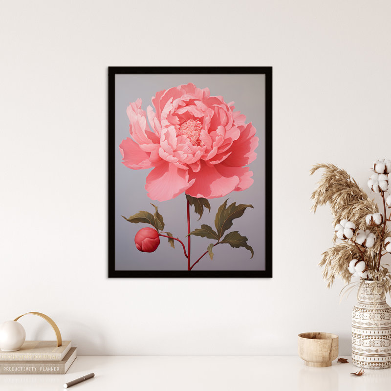 Pretty Pink Peony Elegant Floral Bloom Detailed - Single Picture Frame Print