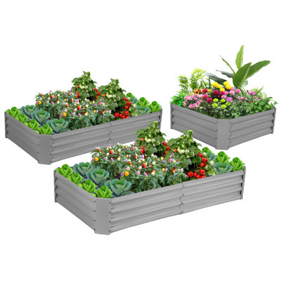 Denishea 2-Pack 8x3x1ft Galvanized Raised Garden Bed Metal Elevated Planter Box Kit Rectangular Steel Frame -  Arlmont & Co., D0BD10FCAC1C425B98BAD2F48C447DFE