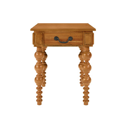 Solid Wood End Table With Drawer, Easy Assembly Vintage Narrow Sofa Side Table For Living Room, Natural