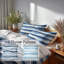 Ensemble d'édredon rayé de 6 - Horizon bleu et blanc moderne avec taies décoratives et coussins décoratifs-132020348