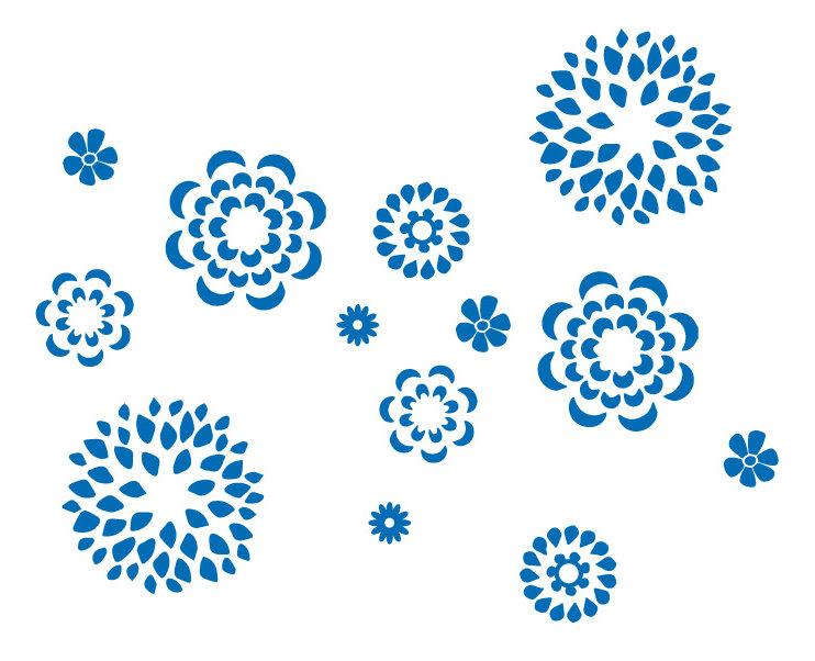 Adhésif décoratif motif floral, H 19 po x l 24 po x P 0,01 po, Bleu azur