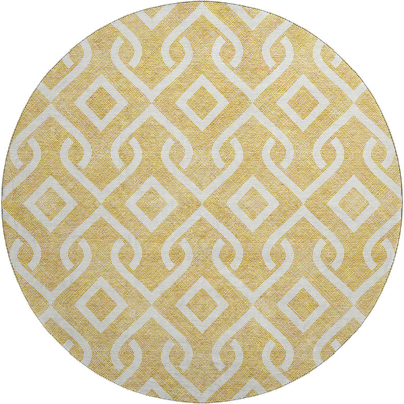 Premium Machine Washable Cerrito Gold Rug, Round 8'