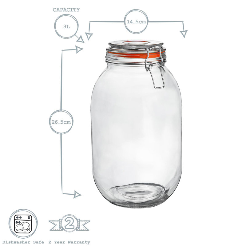 Argon Tableware - Glass Storage Jars with Labels, Orange/Clear