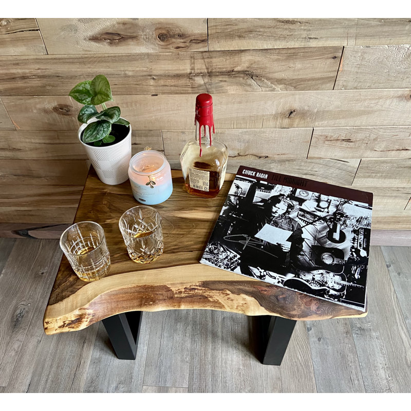 Rustic Live Edge Maple Side Table Handcrafted with Solid Maple Wood