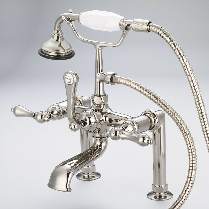 Stonington Deck Tub Spout, Polished Nickel, Lever Handles