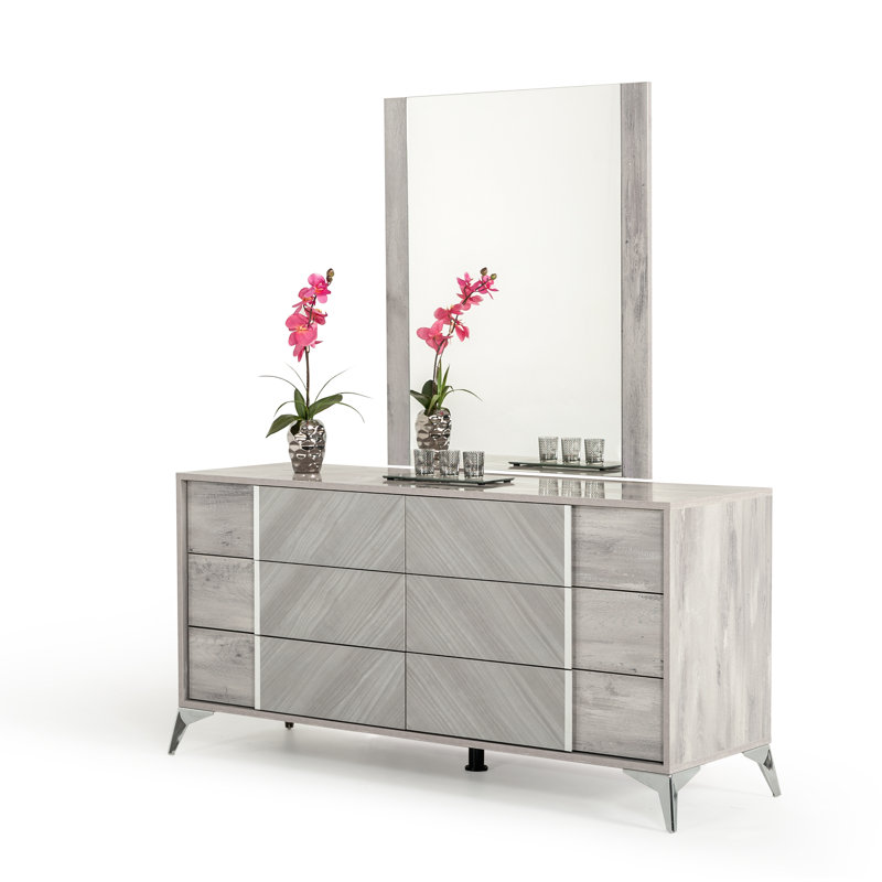 Commode 6 tiroirs avec miroir Reece