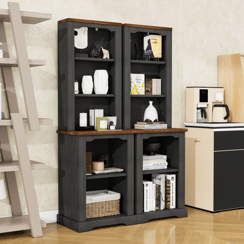Armoire haute autoportante avec tablettes, Noir