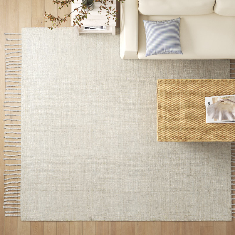Tapis blanc cassé noué à la main Vinalhaven, Rectangle de 5 pi x 8 pi