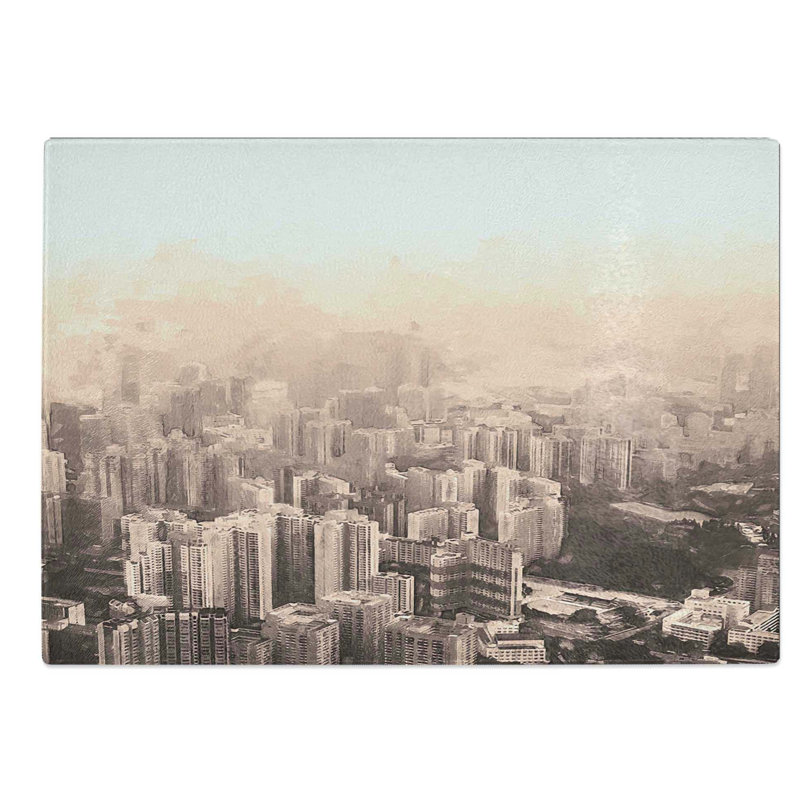 Glass Hong Kong Skyline Abstract Art Chopping Board, 28.5 cm W x 20 cm L