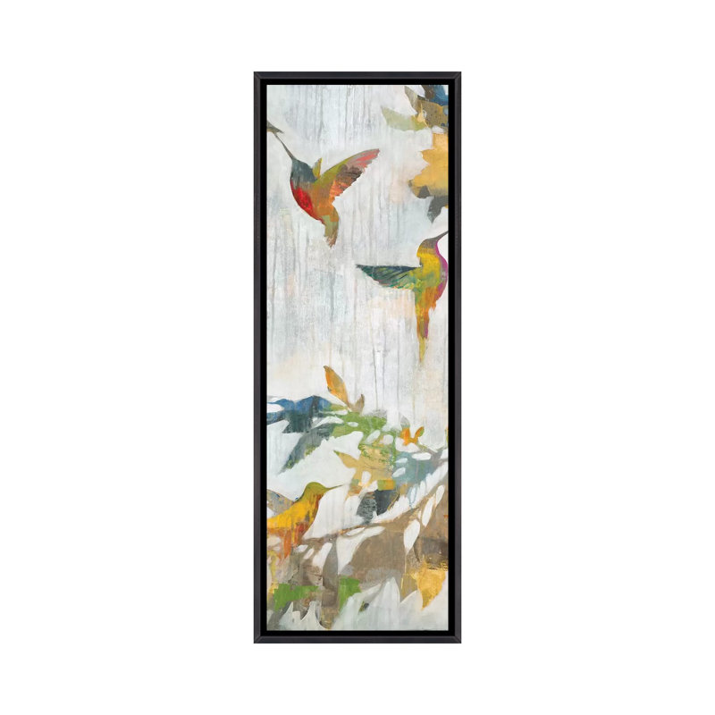 «Garden Party II» par Liz Jardine - impression panoramique, H 60 po x l 20 po x P 1,5 po, Toile avec cadre noir patiné