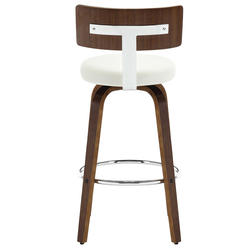 Tabouret de bar et de comptoir Sonja, Tabouret de bar (siège d'une hauteur de 29 po), Siège blanc / cadre brun