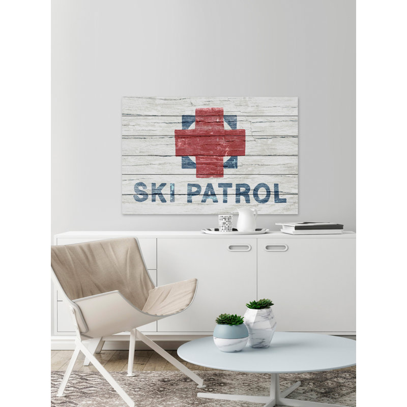 Patrouille de ski robuste-impression d’art textuel sur bois, 40 po x 60 po