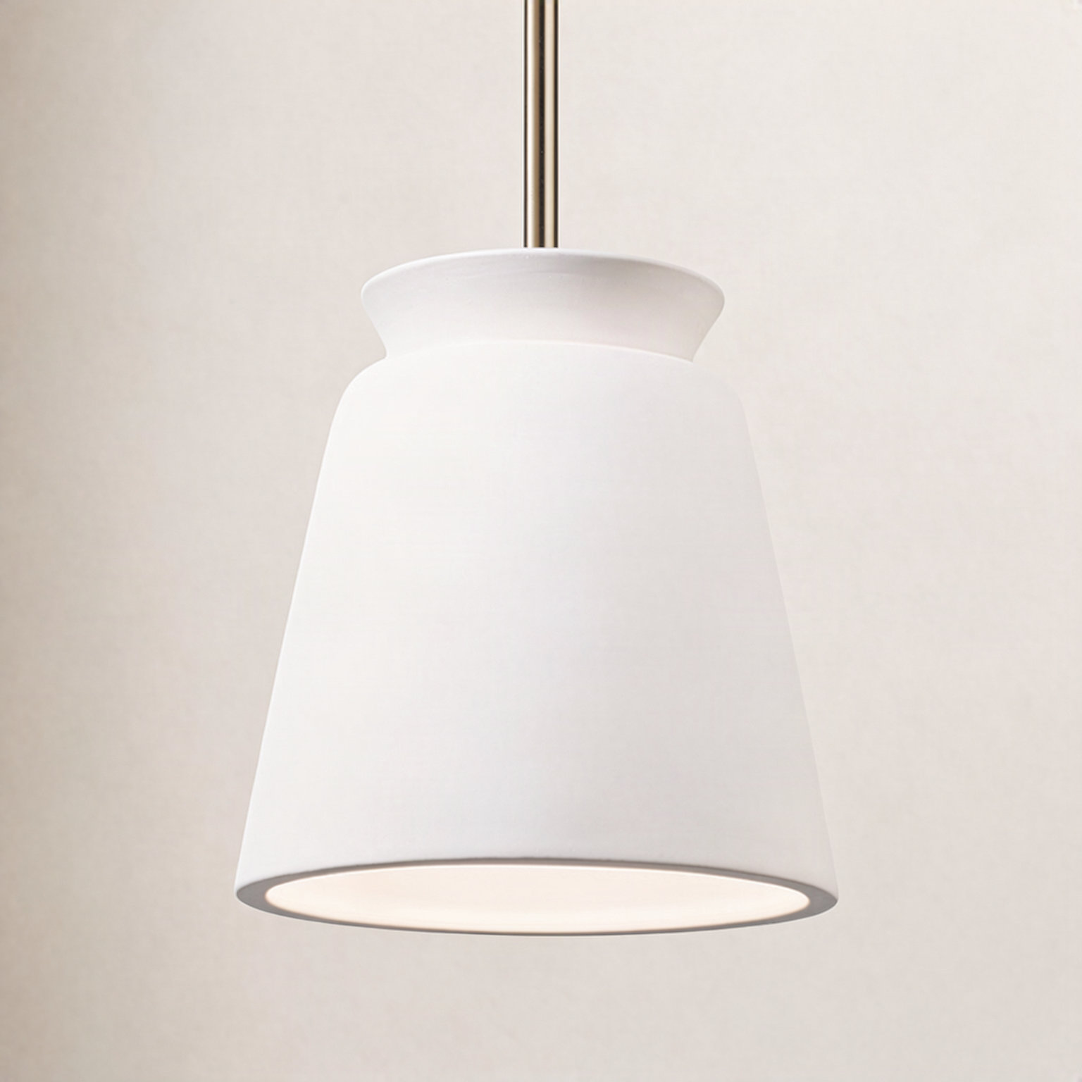 Logan Dimmable Cone Pendant, Bisque, Antique Brass, LED (Integrated)