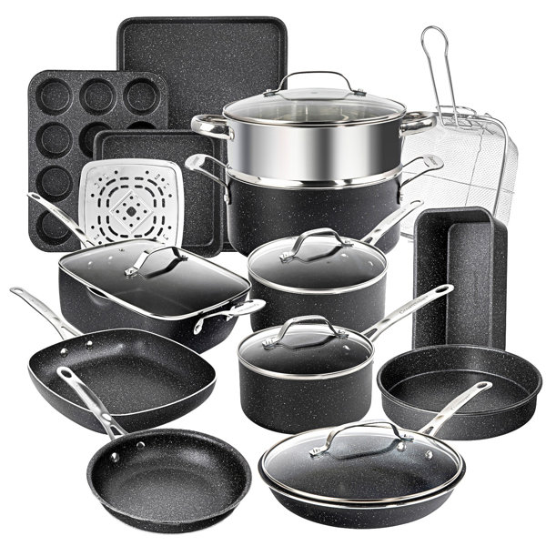 Blue 20 Piece Aluminum Non Stick Cookware & Bakeware Set with Ultra Nonstick Surface, Oven & Dishwasher Safe