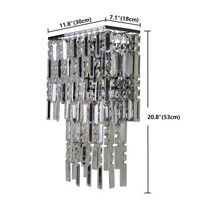 Cascading Waterfall K9 Crystal Wall Sconce, Modern Luxury Hardwired Wall Light