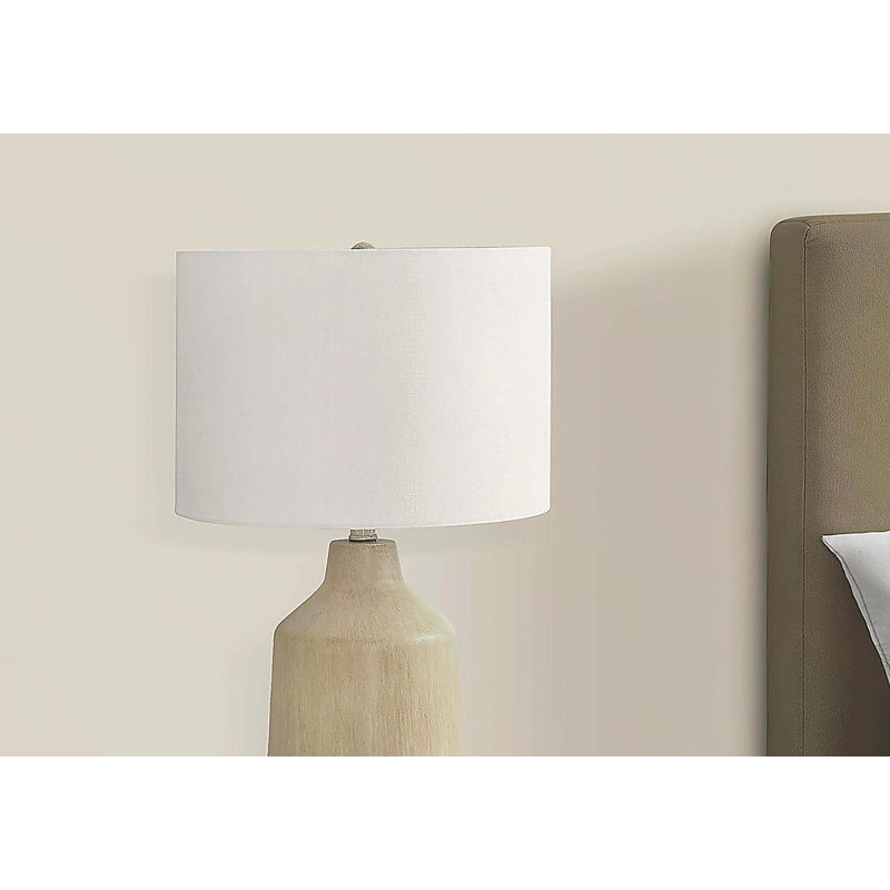 Lighting, 24 po, lampe de table, béton gris, abat-jour beige, contemporain, Gris, Brun