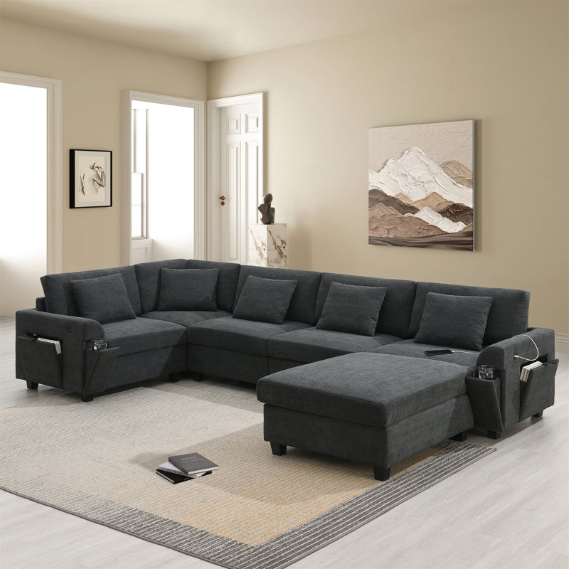 Canapé modulaire en U 128 * 67 ", Noir