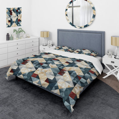 Ensemble de housse de couette en microfibre bleu / blanc / brun Ekamjhot
