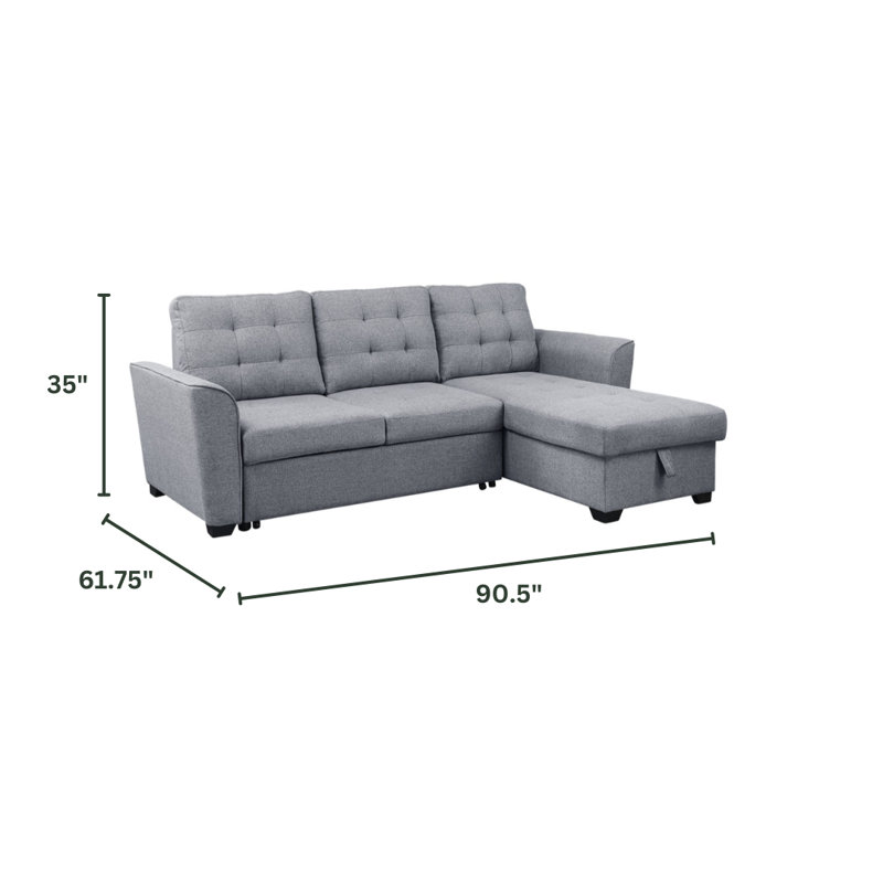 Latitude Run® Fabric Sleeper Sectional Sofa with Reversible Storage Chaise