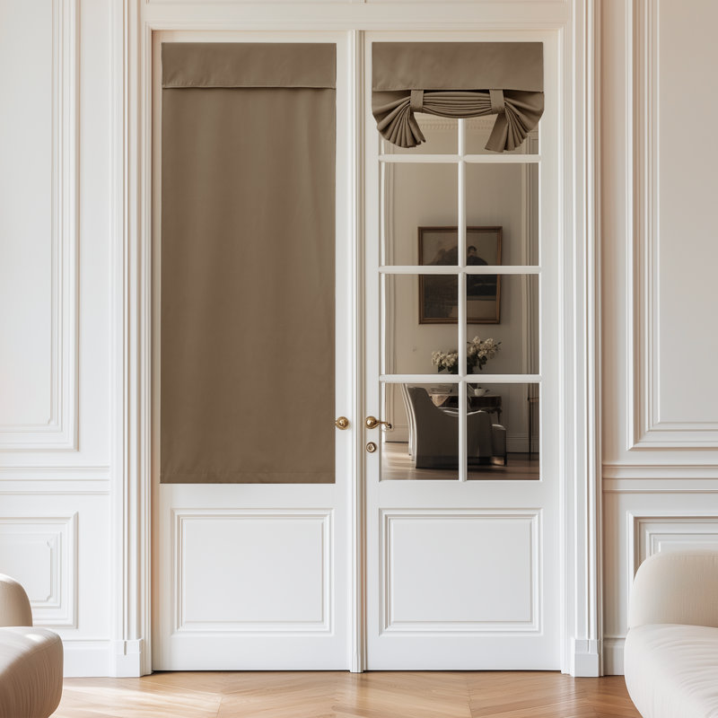  100% Blackout French Door Curtains, Privacy Curtains for Window, Room Darkening Thermal Insulated Door Window Shades for Bedroom, 1 Panel