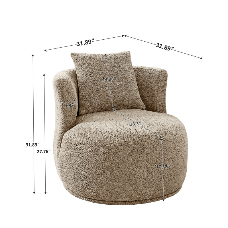 Fauteuil demi-tonneau pivotant de 31,89 po, fauteuil d'appoint rembourré à 360 ° avec coussin pour chambre et appartement (ensemble de 2)