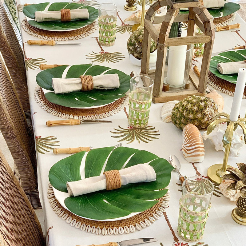 Palm Tree Green Square Tablecloth, 72" Square