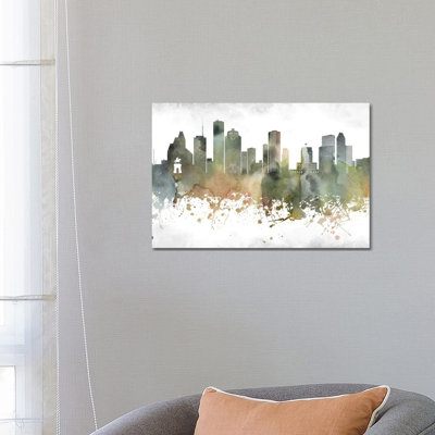 Houston Skyline 1 Piece Wrapped Canvas Wall Art