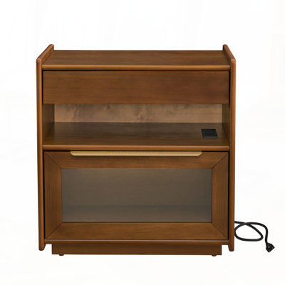 Mid Century Modern Nightstand with Ample Storage and USB Ports for Any Bedroom