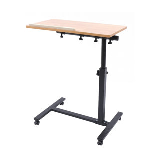 BYBLIGHT Moronia 31.5 in. Brown Portable Laptop Desk, Height Adjustable Laptop Rolling Table with Keyboard Tray on Wheels