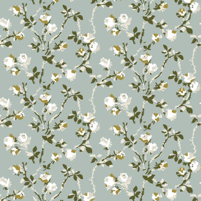 Lady Charlotte Rose Thorns 10' L x 24" W Peel and Stick Wallpaper Tile