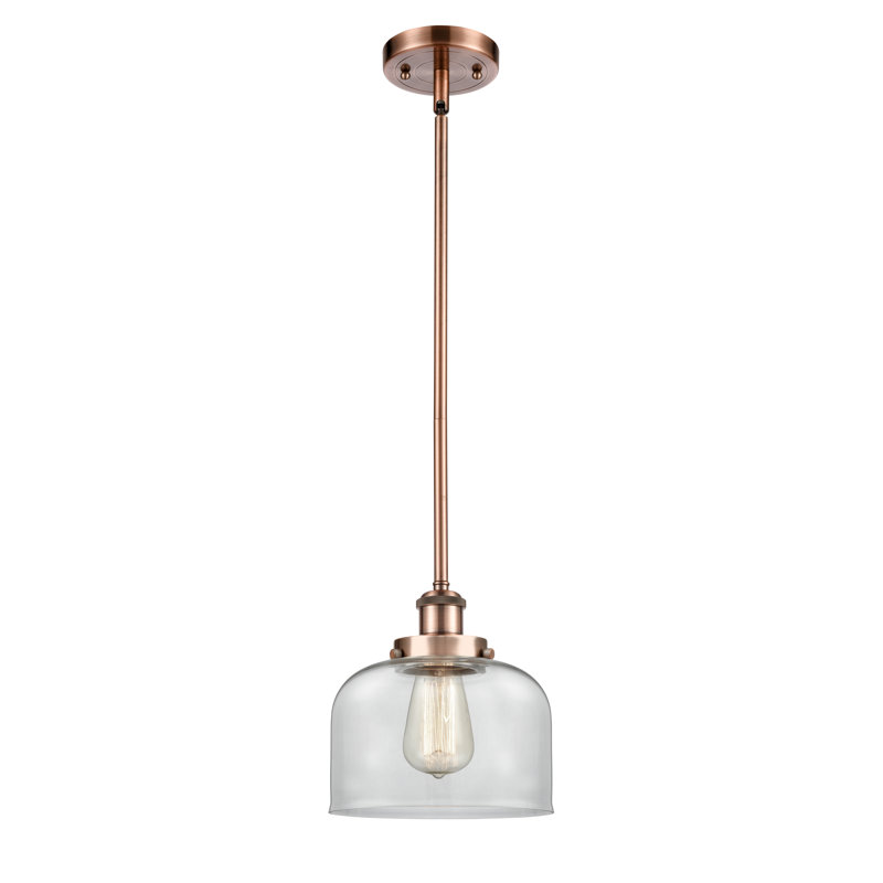 Mini luminaire suspendu en forme de tige 8 po Ballston Urban Bell, Clair, Ampoule non incluse, Cuivre antique