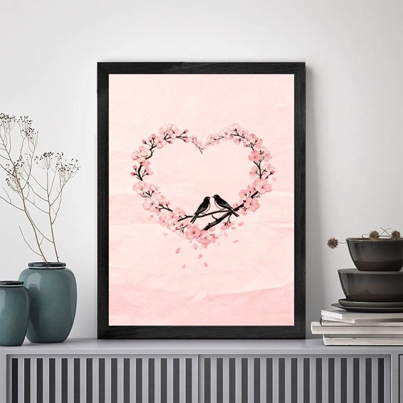 Reproduction d'art encadrée noire rétro pleine d'amour, H 17 po x l 13 po