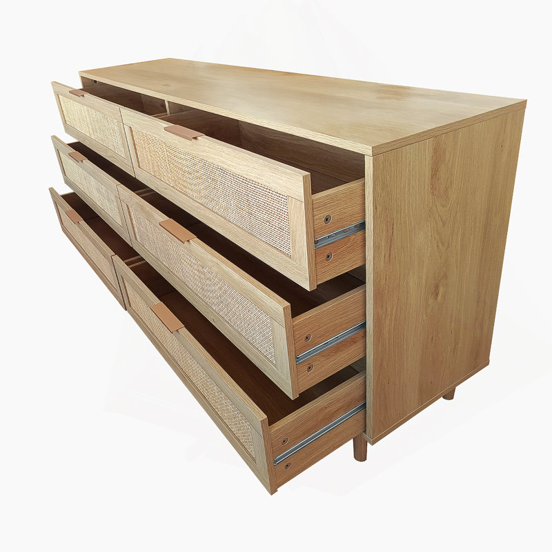 Commode double 6 tiroirs Eskil, Naturel 1, 29.53"H x 51.18"W x 15.75"D