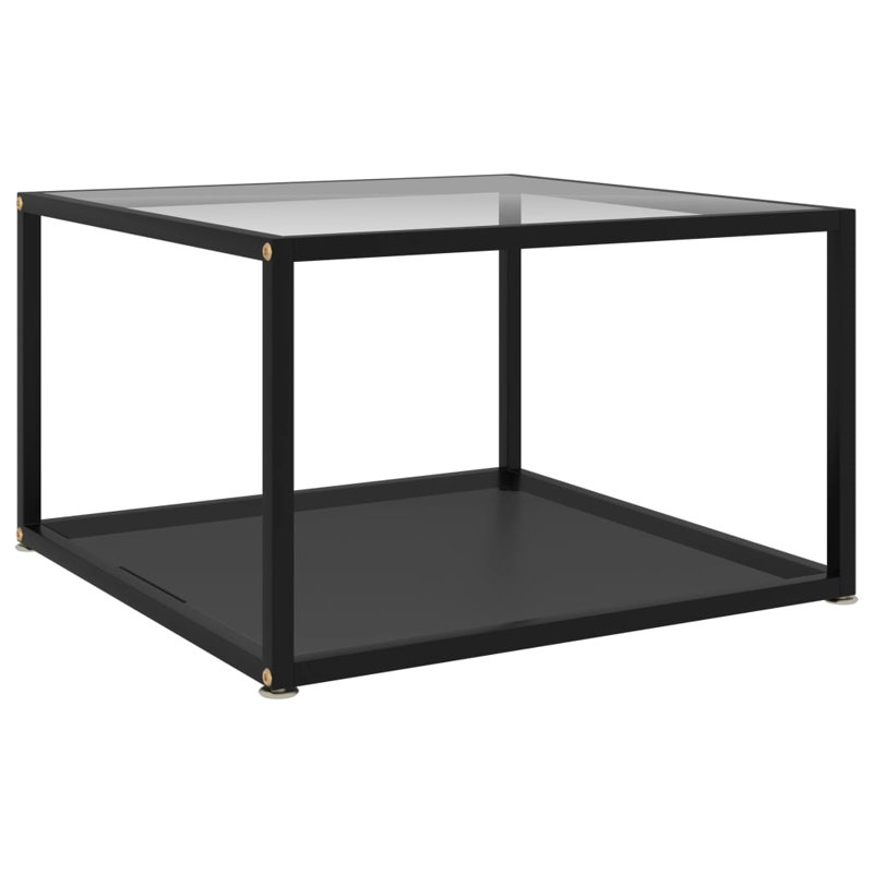 Barnali Frame Coffee Table with Storage, 35cm H x 60cm W x 60cm D, Transparent/Black
