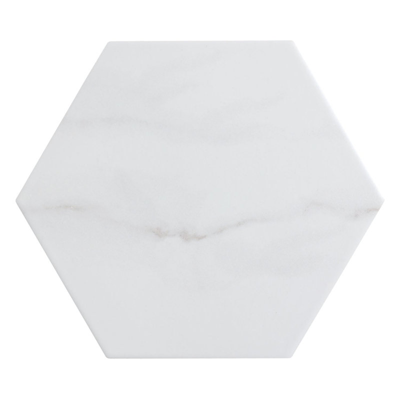 Porlan 8-in. x 9-in. Hexagon Marble Look Matte Porcelain Wall & Floor Tile, Cream White