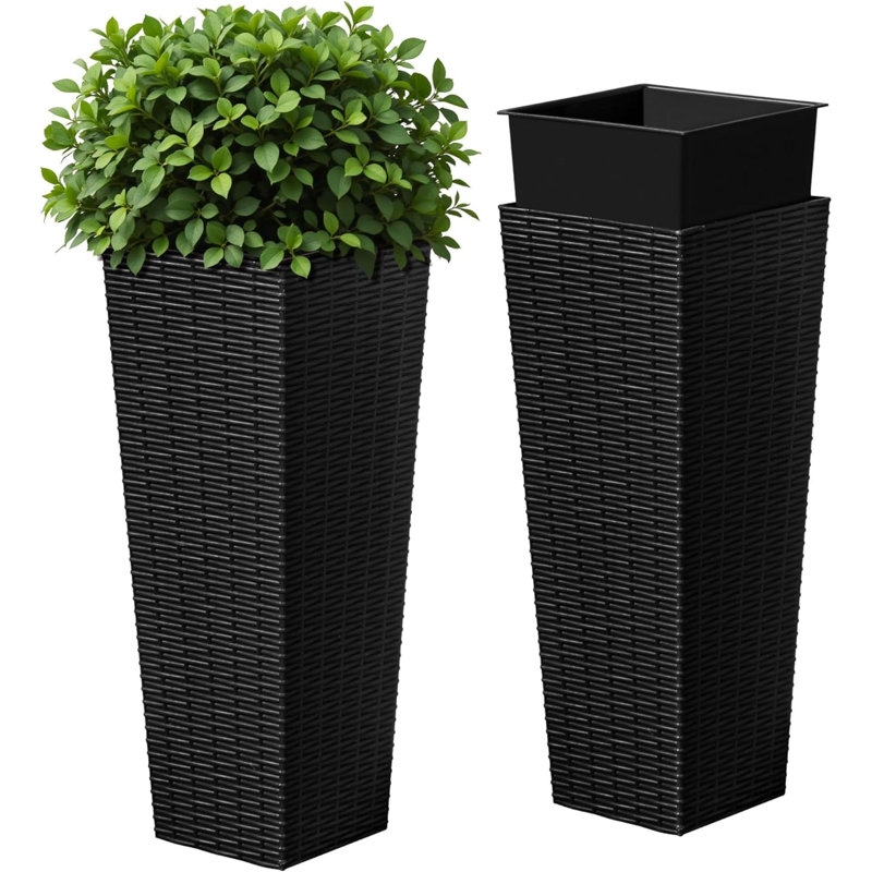 Ensemble de 2 pots à fleurs en résine pour plantes d'extérieur, pots à fleurs Taper