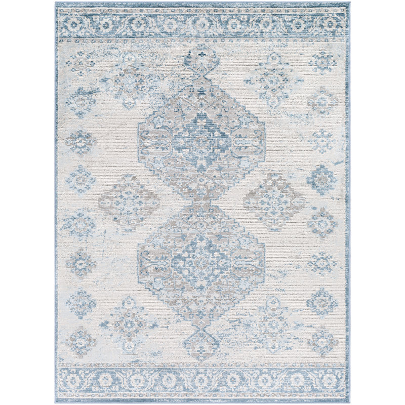 Tapis gris / bleu Juanisha Southwestern, Rectangle 8 pi 10 po x 12 pi