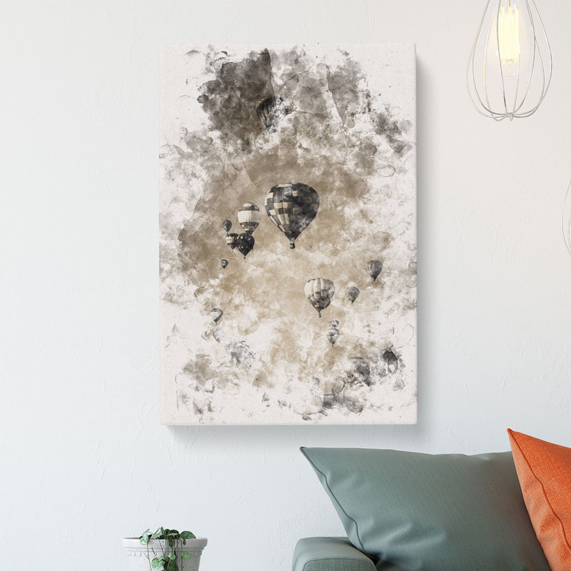 Taking A Hot Air Balloon Ride - Wrapped Canvas Painting, 91cm H x 60cm W x 3cm D
