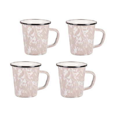 Set of 4 Solid Red Latte Mugs