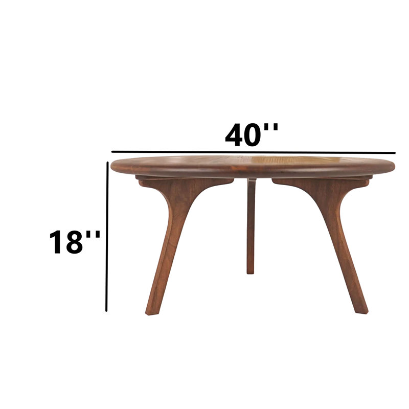 Walnut Solid Wood Round Novelty Coffee Table, 18" H x 40" L x 40" W