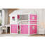 Lit superposé double rose et blanc, style cabane dans les arbres, pin massif et espace de rangement inspiré du lit