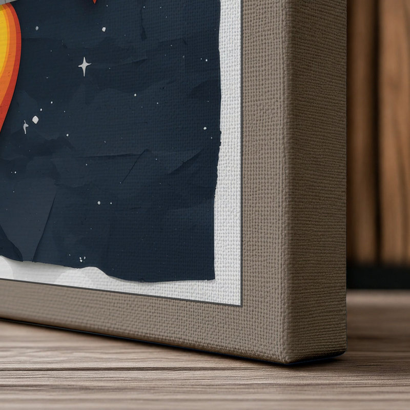 Rocket to the Stars Retro - Wrapped Canvas, 24x16 - 61.0 x 40.6 cm, Taupe Border