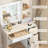 Borko Makeup Vanity With Lights,Vanity desk with Mirror and Power Outlet,Dresser Table with Drawers and Open Shelves-1784453613