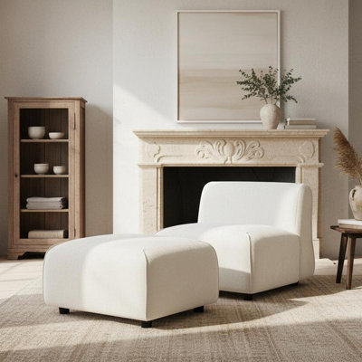 Modern Accent Chair with Ottoman Set