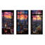 «Night In Tokyo Window View II», ensemble de 3 impressions murales en métal japonais-1155622534