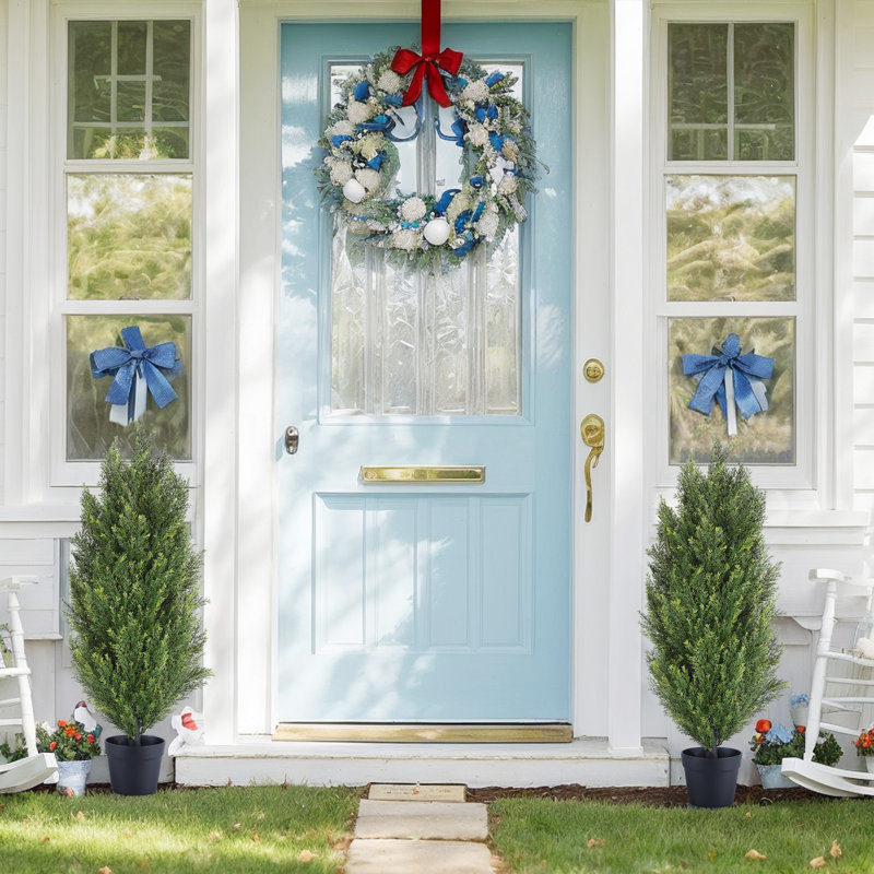 Shirlene Faux Cedar Tree Topiary in Pot, 36" H x 13.7" W x 13.7" D
