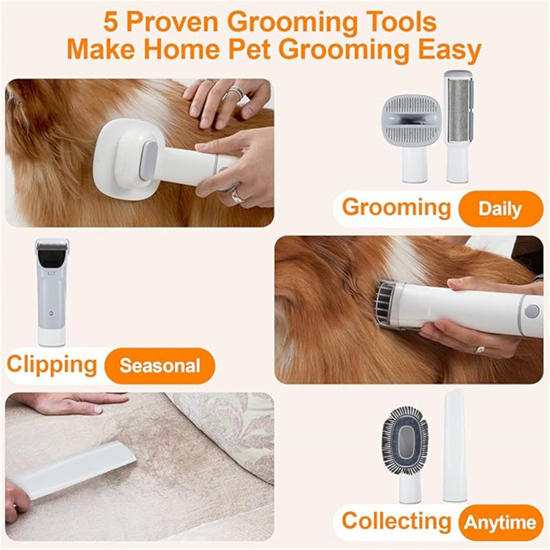 White 2.5L Pet Grooming Vacuum Kit with Cordless Clippers