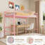 Structure de lit mezzanine robuste, échelle incluse, barrière de sécurité complète, capacité en métal, peu encombrante-129382411